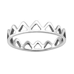 Sterling Silver Ring – Triangle Crown Cutout Band (Size 6.5)